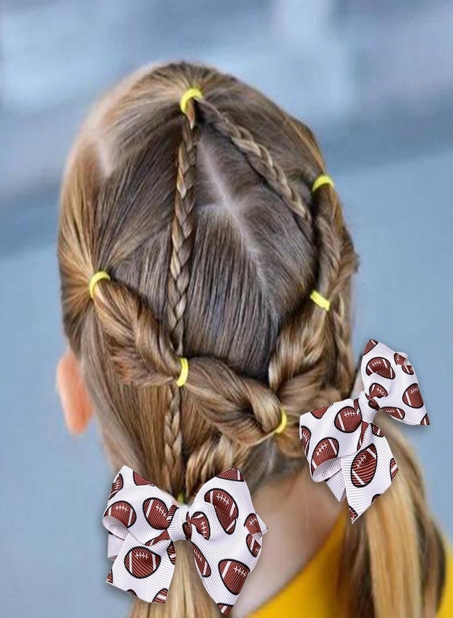 JDRGJTH 4PCS American Football Hair Clip,Cute Bowknot Hair Clips Accessories for Women Decoration,Sports-themed Football Hair Bows,Bowknot Hair Clips for Sports Party Hair Accessories - Image 5
